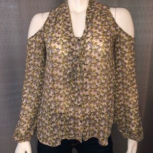 Cold Shoulder Button Up Blouse